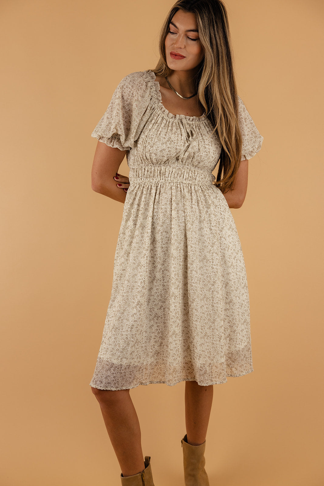 Don’t Say Maybe Puff Sleeve Midi