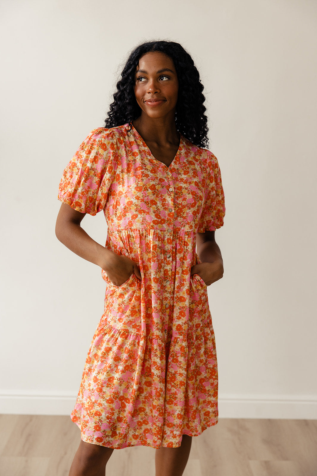 Linda Floral Button Dress