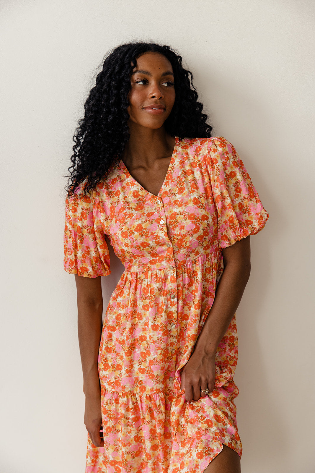 Linda Floral Button Dress