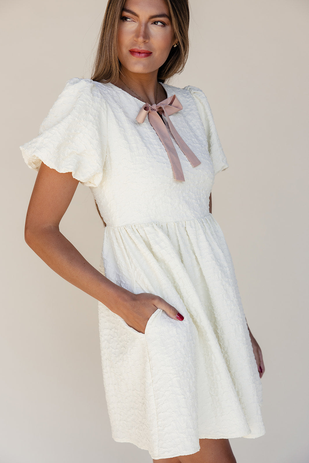 Izzie Textured Bow Dress