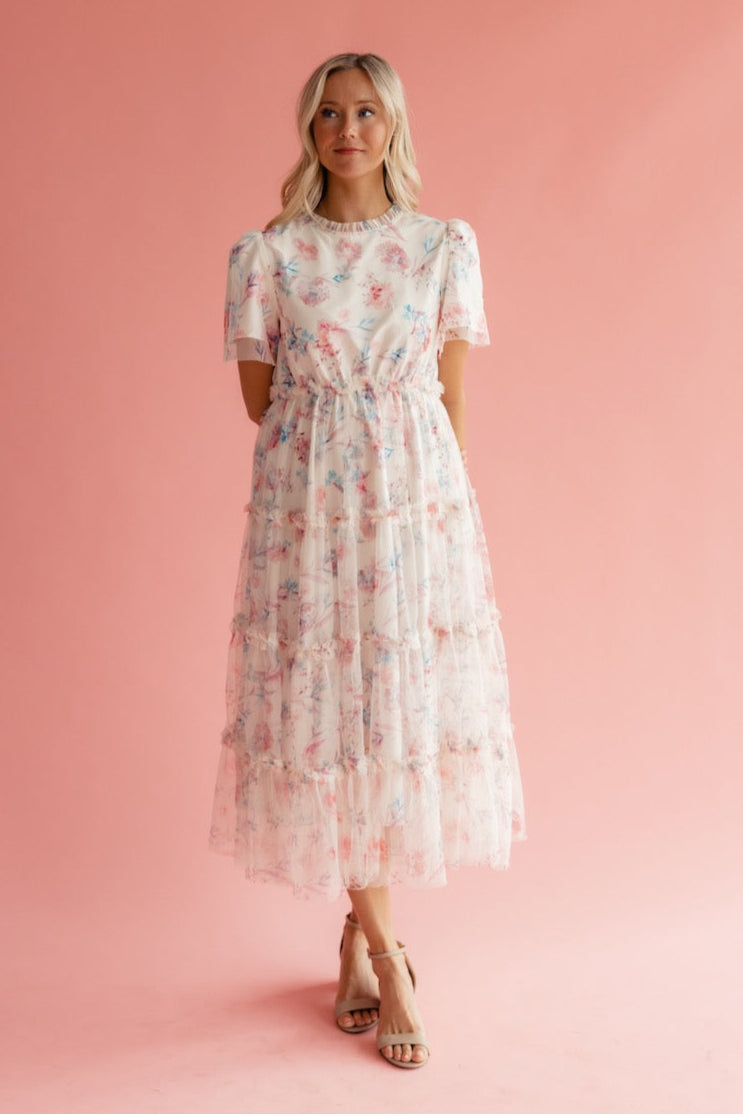 Celine Chiffon Ruffle Dress