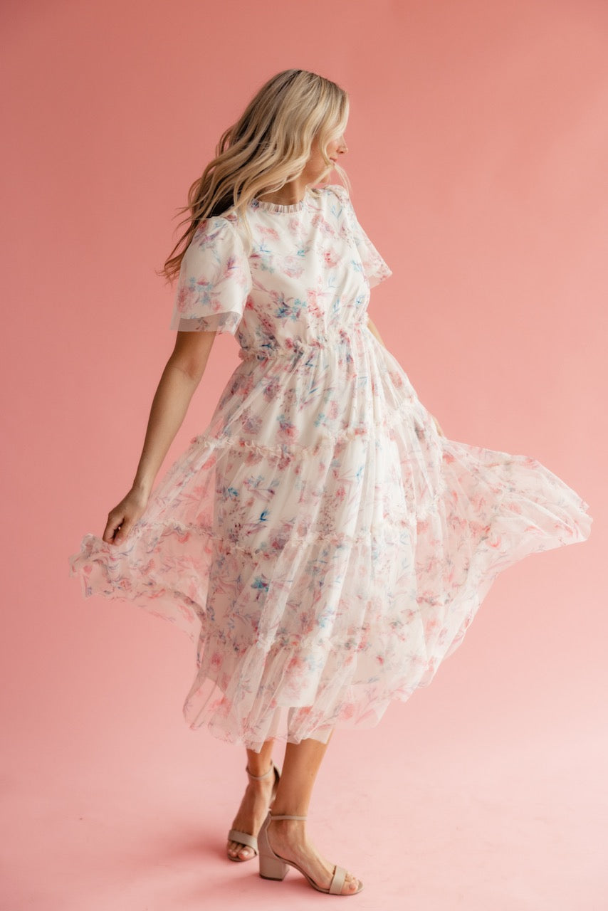 Celine Chiffon Ruffle Dress
