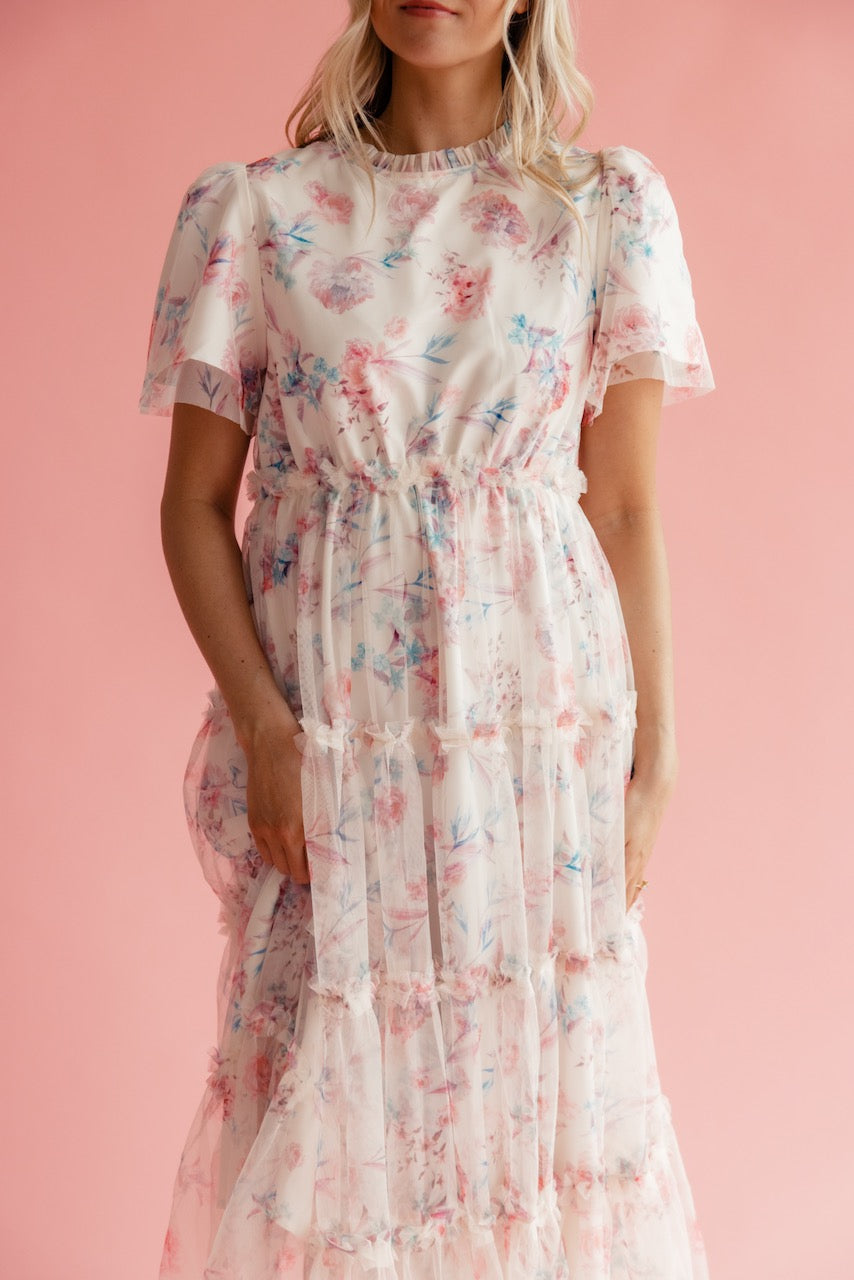 Celine Chiffon Ruffle Dress
