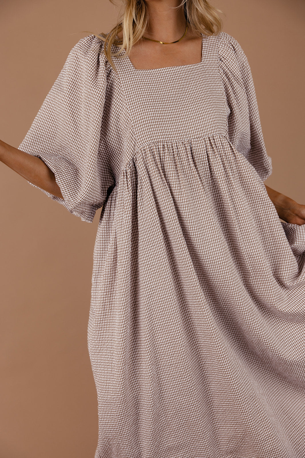 Read Your Mind Gingham Puff Sleeve Dress