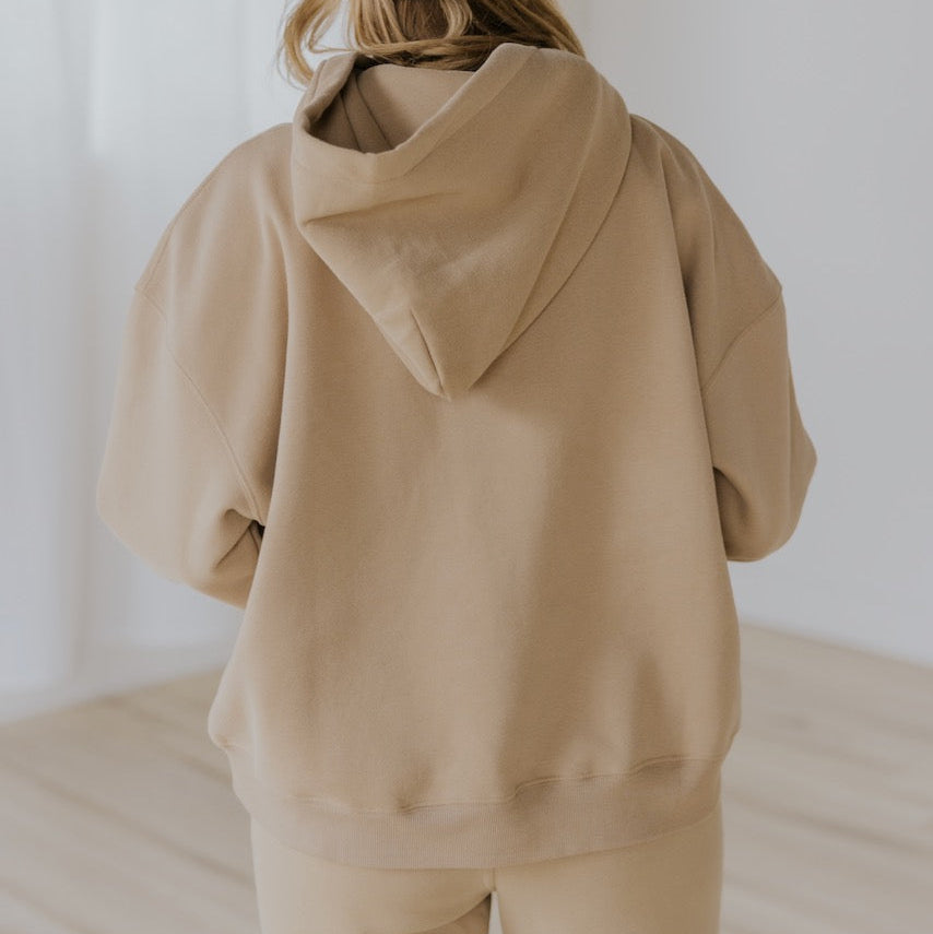 My mother told me to pick the very best + this soft, french terry hoodie is it. The embroidered smiley face detail makes this an effortless look with a subtle touch of sunshine. The weather outside might be changing, but we got nothing but smiles here :) Tan