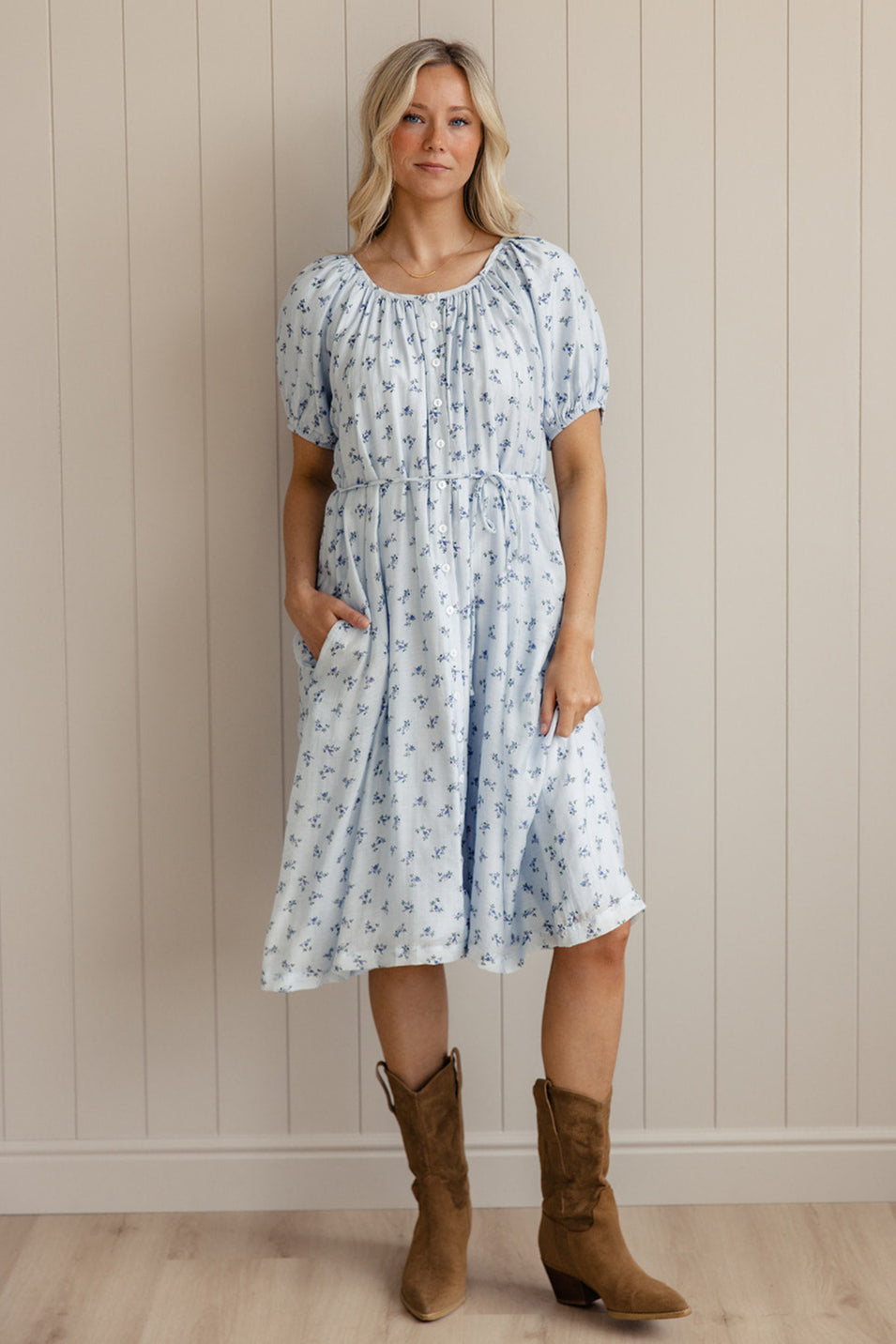 Wandering Free Button Dress