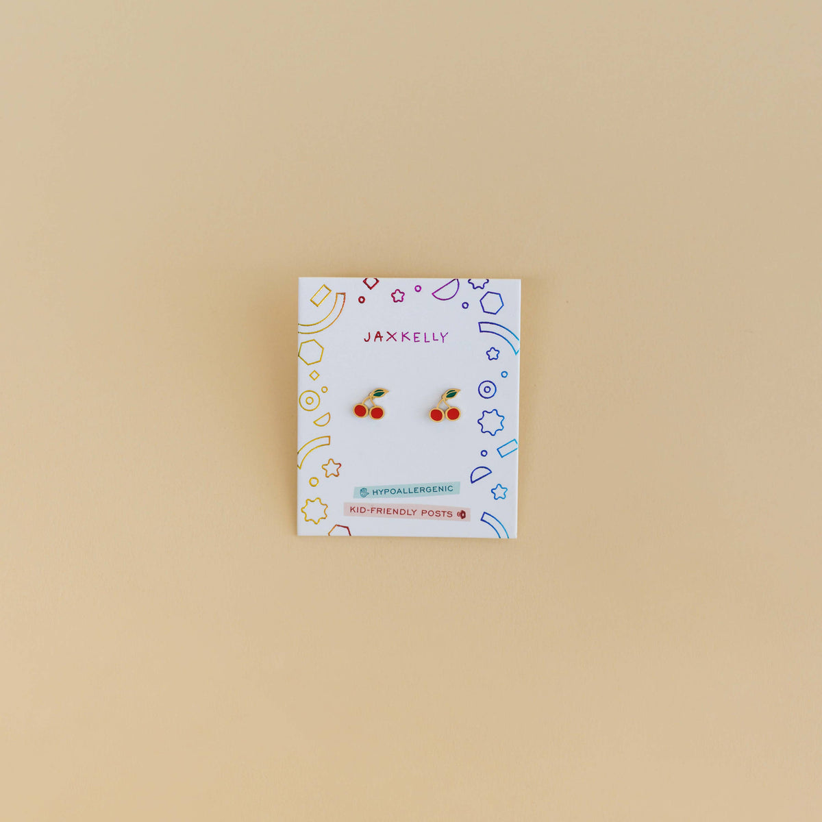 Cherry Enamel Flat Back Kids Earrings
