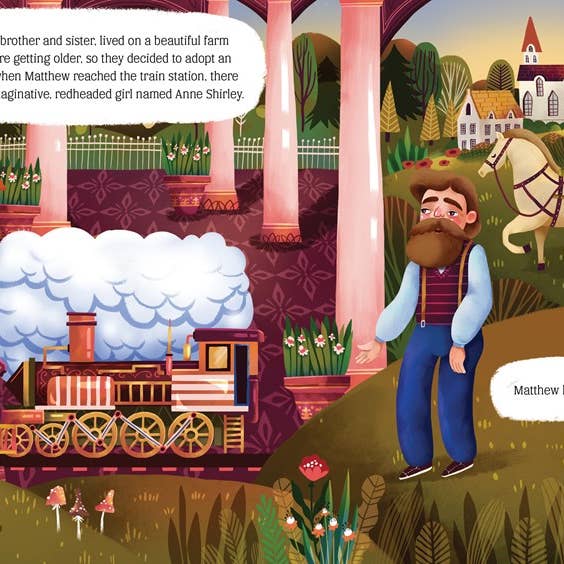 Fall in love with the precocious Anne Shirley all over again! Filled with interactive wheels and pull-tabs, and lavishly illustrated, Lit for Little Hands: Anne of Green Gables is an unprecedented kid's introduction to L. M. Montgomery's beloved classic coming-of-age novel. Unlike many board books that tackle the classics, Lit for Little Hands tells the actual story in simple, engaging prose. Gorgeous illustrations transport the reader to Prince Edward Island, while tons of interactive elements invite kids 