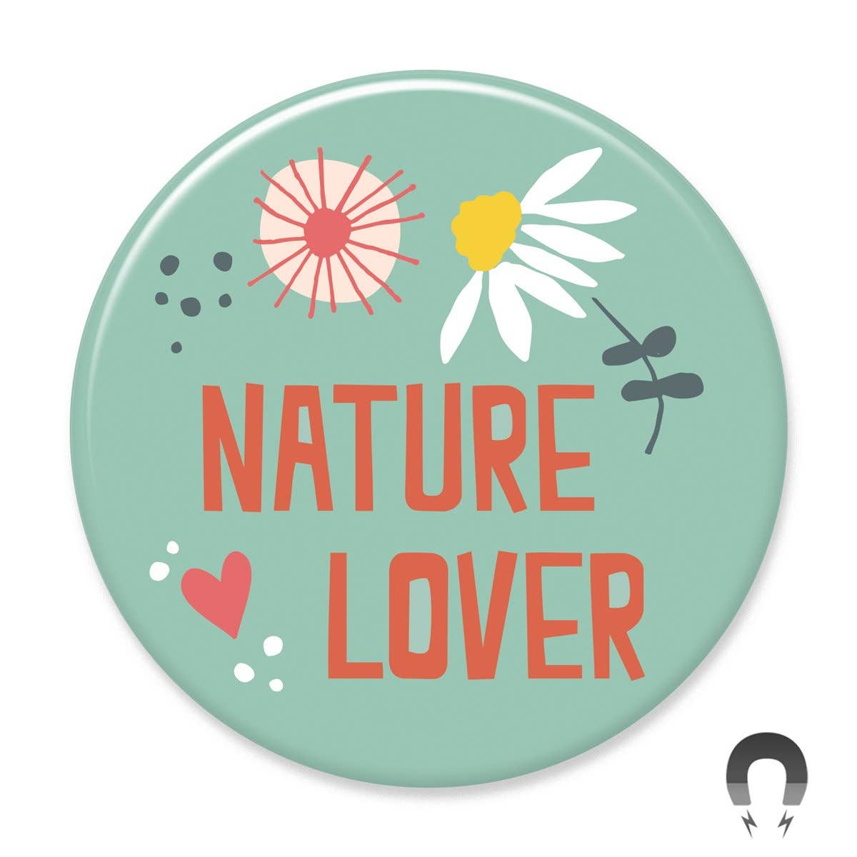 Showcase your love for nature with our Badge Bomb's Nature Lover Big Magnet. This everyday essential is made from recycled materials, echoing our commitment to sustainability. Perfect for all seasons, it's an ideal gift for everyone, regardless of the occasion. 2.25" round
