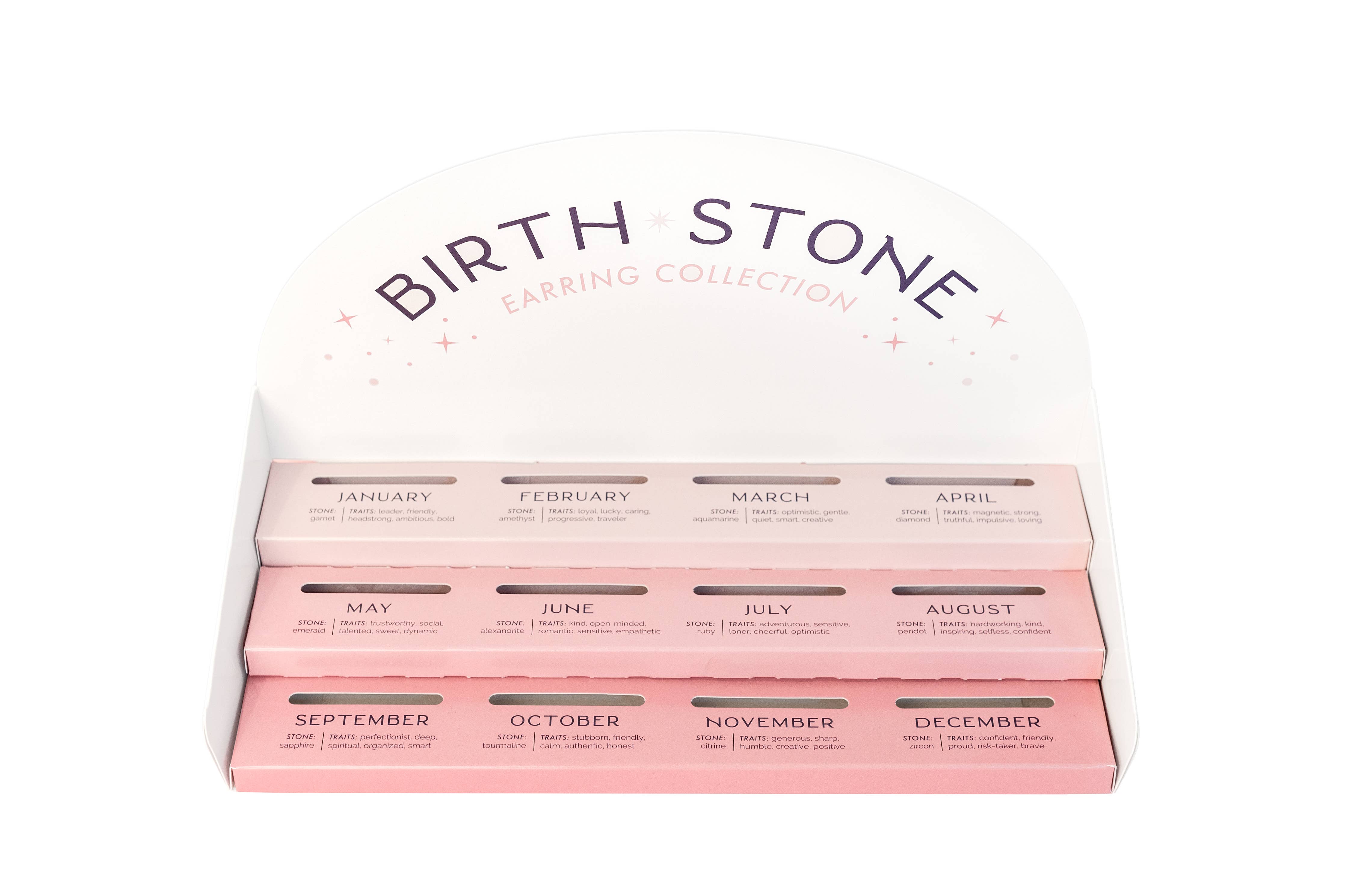 Birthstone Ombre Baguette Stud Earring Set Gold: January