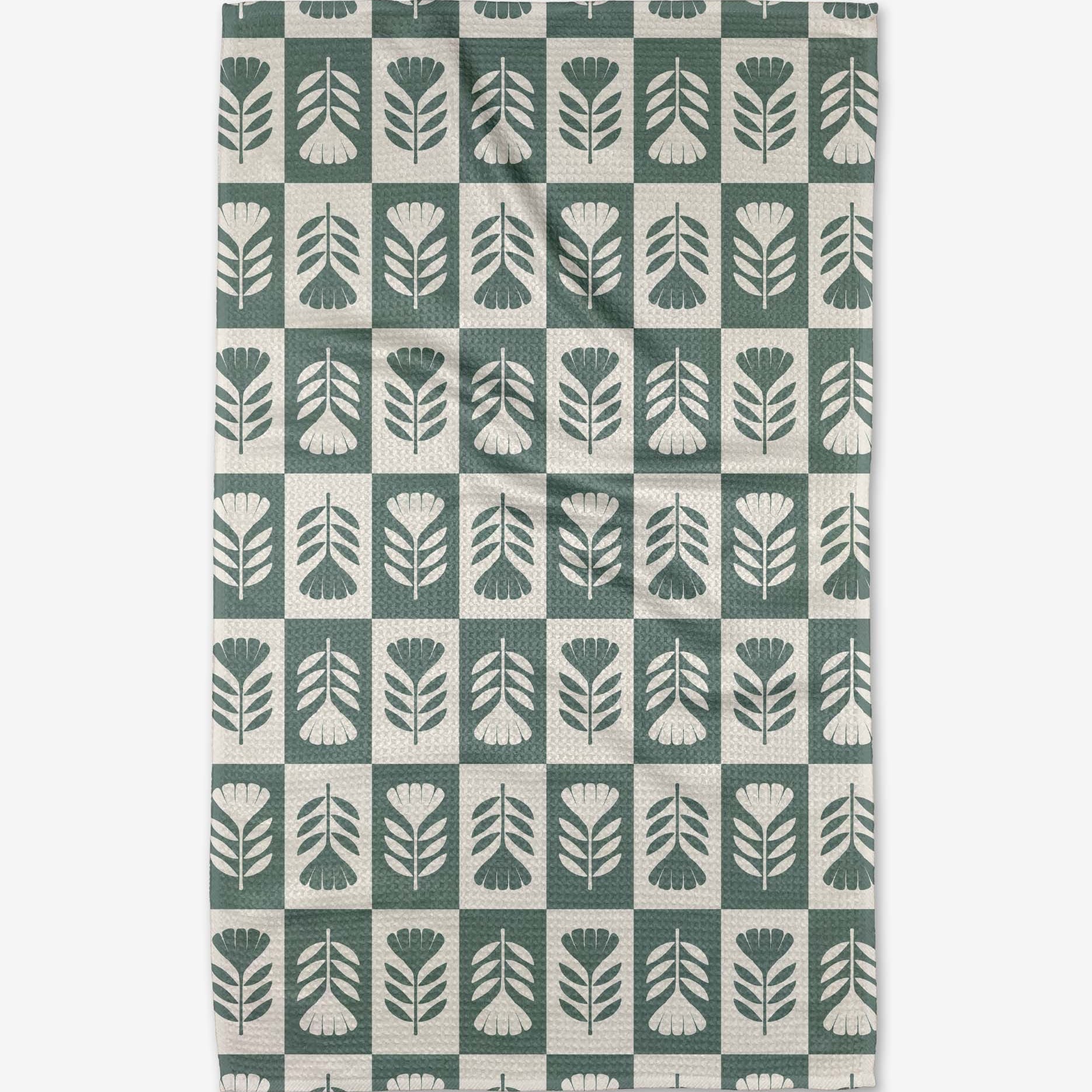 Green Flower Patch Tea Towel