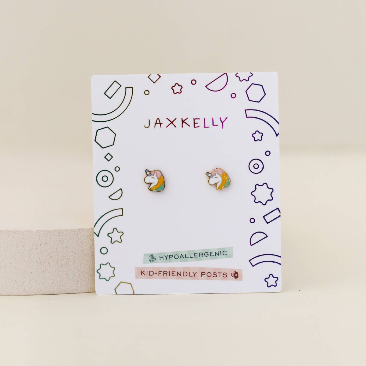 High-quality, hypoallergenic earrings are made for kids with sensitive ears and can be worn 24/7. Designed for kids but cute enough for grown-ups too!

Details

Post Length: 10mm
Post Size: 20 gauge, .8mm
Flat screw back
Waterproof and can be worn in the pool and bath
Poke-free back
Surgical grade stainless steel
18K gold plated
Lead, copper & nickel free
Enamel