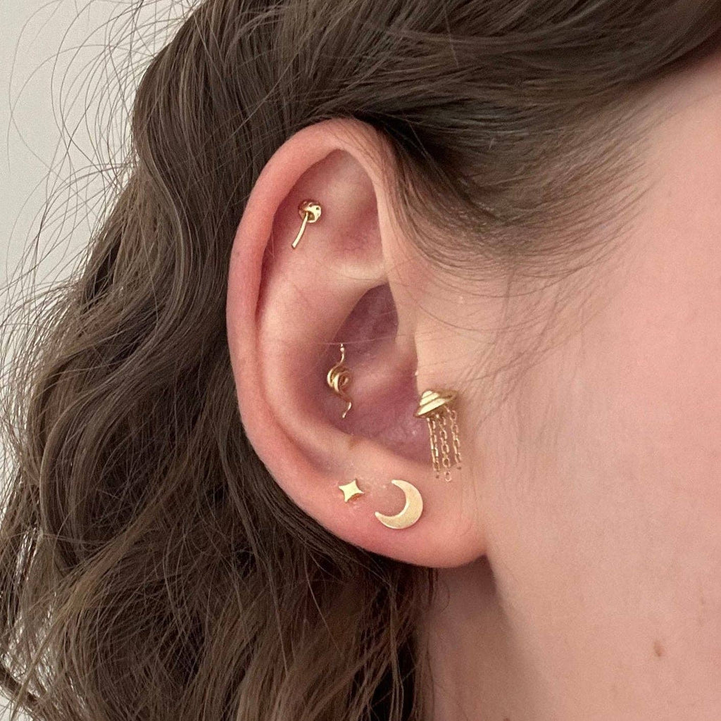 These Nova studs bring thoughts of stars and charm to any outfit! Build your celestial stack with the gold plated studs!

925 sterling silver with gold plating
Extra layer of tarnish resistance

Manufactured for Mineral &amp; Matter's curated collection.