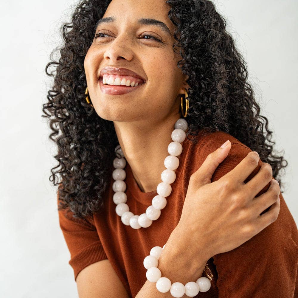 Cece Large Resin Bead Bracelet Milky White