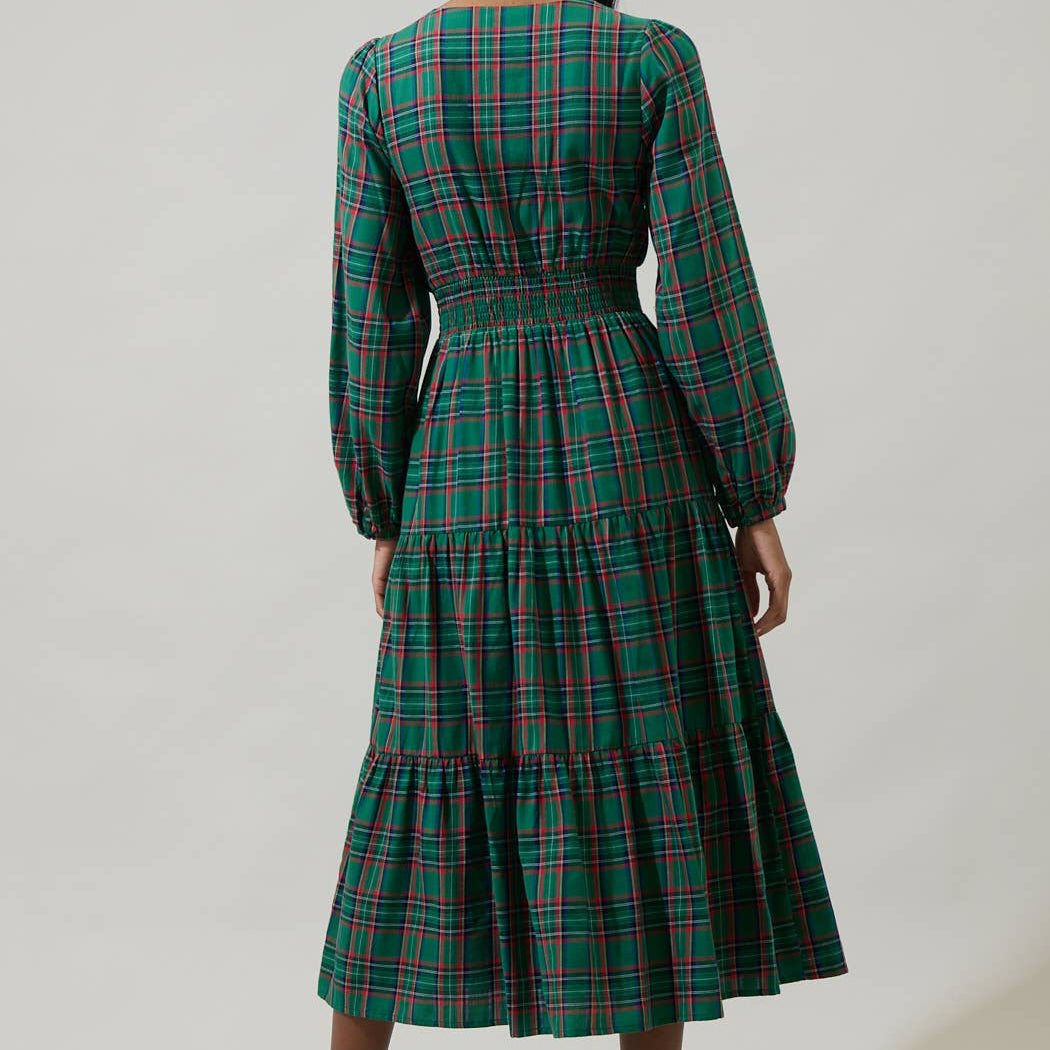 Jace Plaid Shely Button Down Midi Dress