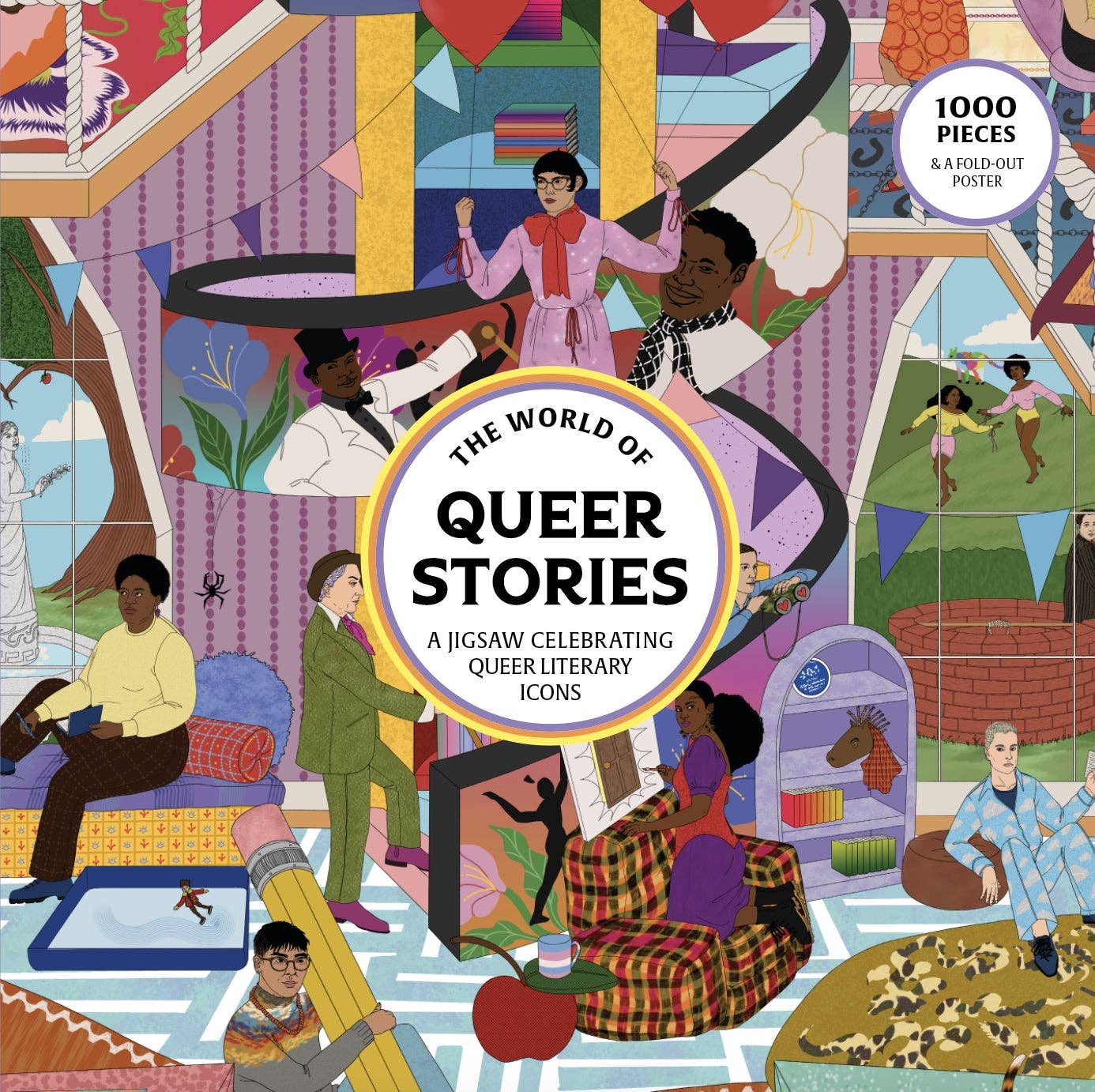 From the groundbreaking works of writers such as Audre Lorde and James Baldwin to contemporary voices like Ocean Vuong and Carmen Maria Machado, queer literature offers a powerful exploration of identity, love, desire and resilience. Queer voices and their stories reflect the struggles and triumphs of LGBTQ+ people while also serving as a beacon of hope and affirmation.

Piece together a 1000 piece vibrant celebration of queer literary greats in this scene of iconic writers and figures.