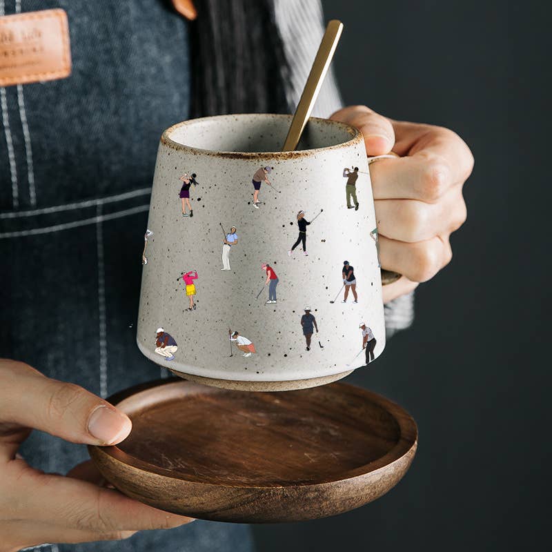 This artisan-designed mug features meticulously crafted male and female golfers, capturing the essence of the sport.

Elevate your customer's mornings and tee off your day in style with the Fairway Harmony Mug – where craftsmanship meets the love for golf in every sip.