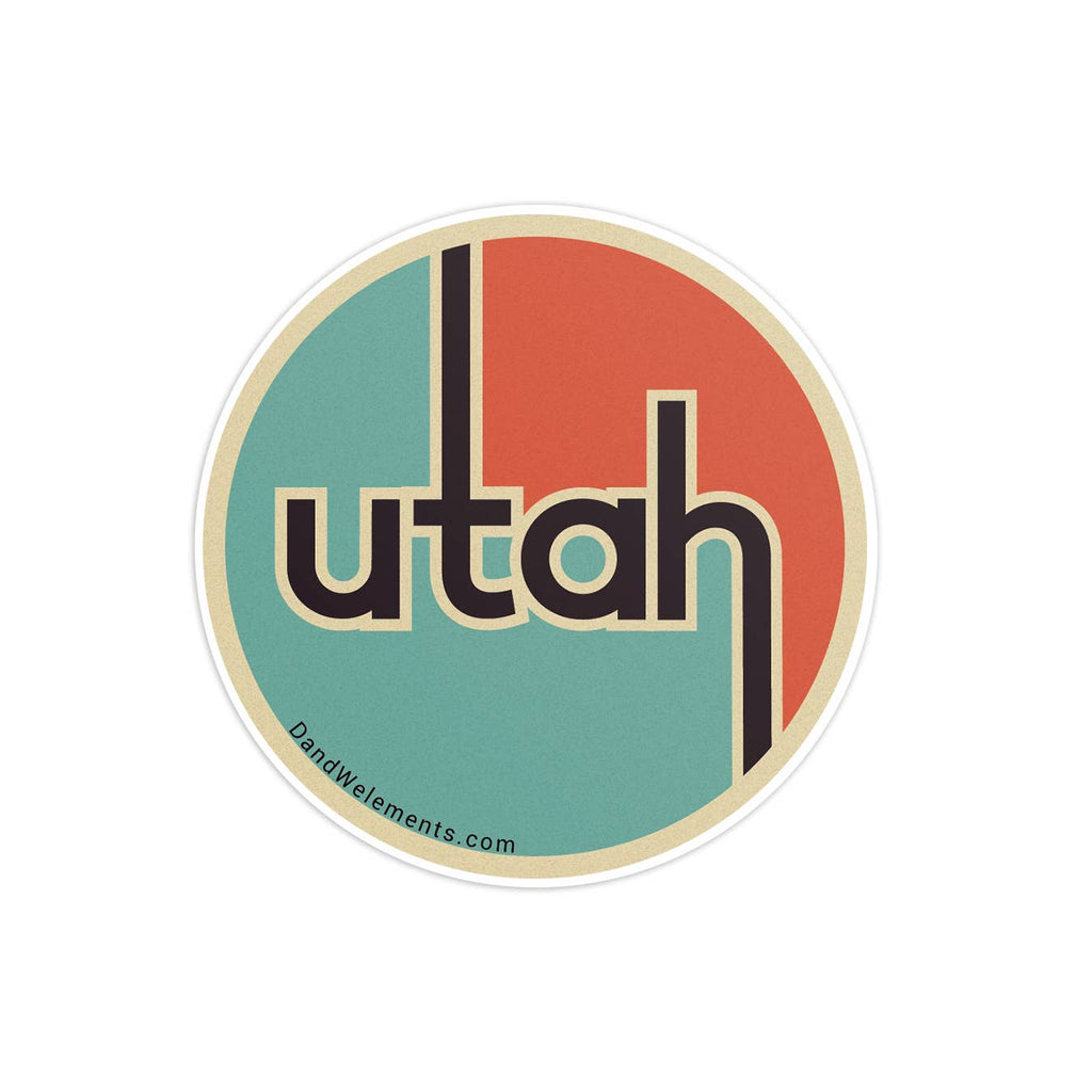 Retro state sticker collection. This vinyl sticker features a premium coating that protects it from exposure to wind, rain, and sunlight. You can even put it in your dishwasher and have them come out looking brand new. Blue & Orange background with cool Utah font.