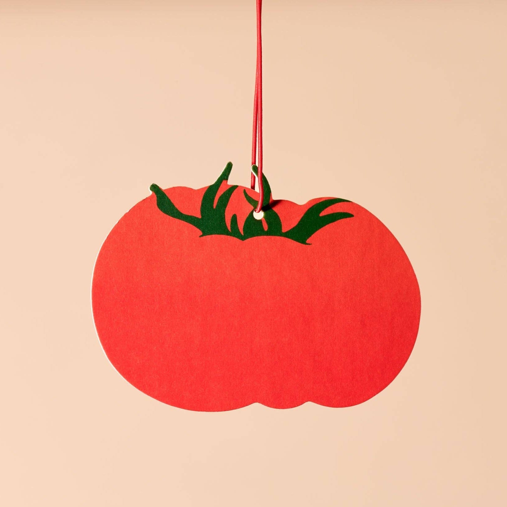 Create your own "tomato girl summer" with this heirloom tomato hanging air freshener. Cinnamon candy scented, similar to a Red Hot candy or cinnamon bear. Printed on a thick and durable paper and scented with high quality essential oils, our air fresheners are great for a quick refresh of your car, office, or home. Plus, they’re a cute ornament to keep around after the scent has faded.

Details:

Measures 3"
Double sided
Designed and packaged in Columbus, OH; made in China
Artwork by Meghan Hopkins