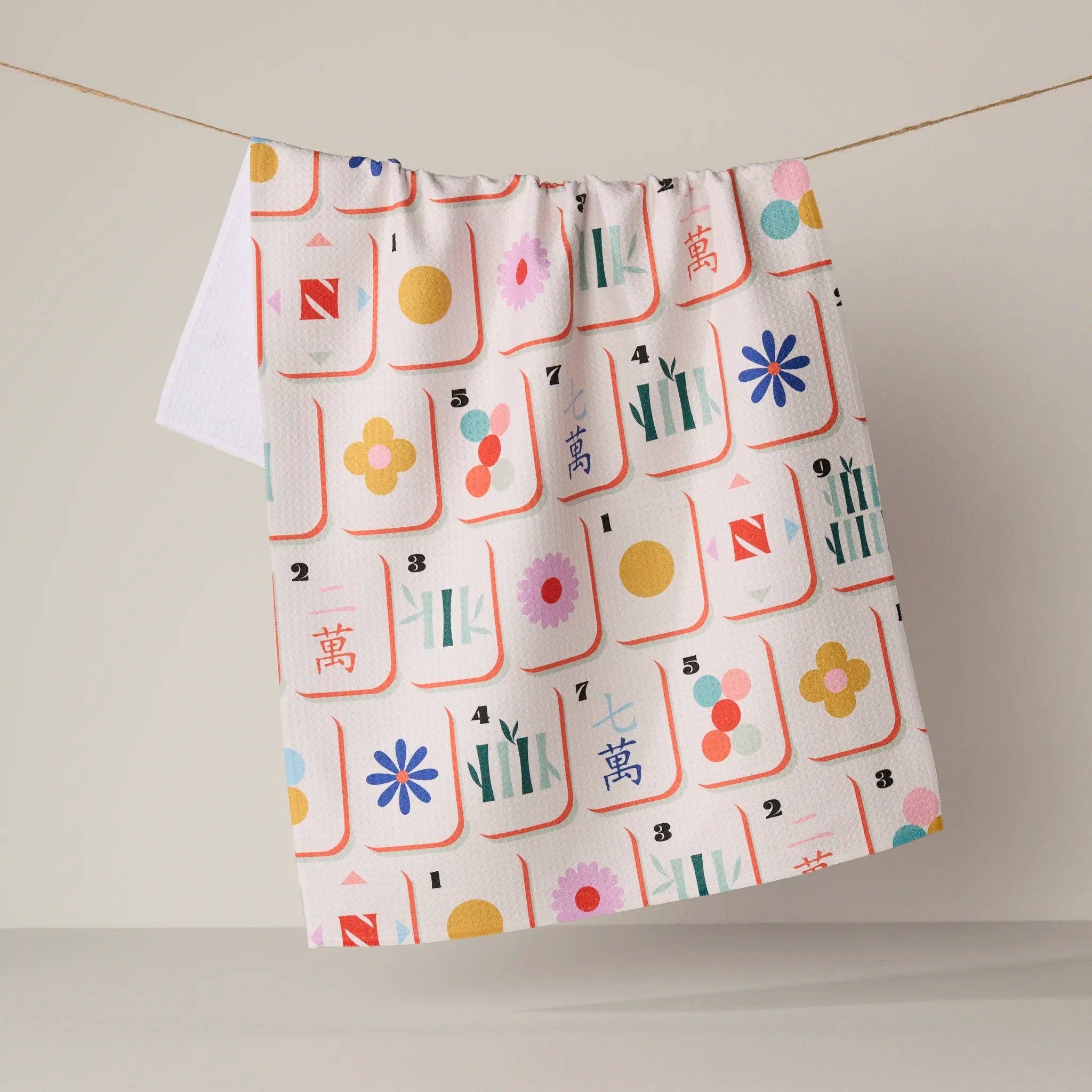 Tile Toss Tea Towel - Mahjong