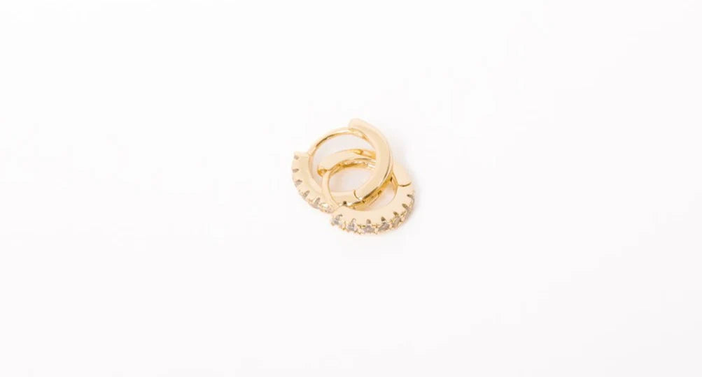 8mm CZ Diamond Huggie Hoops in Gold
