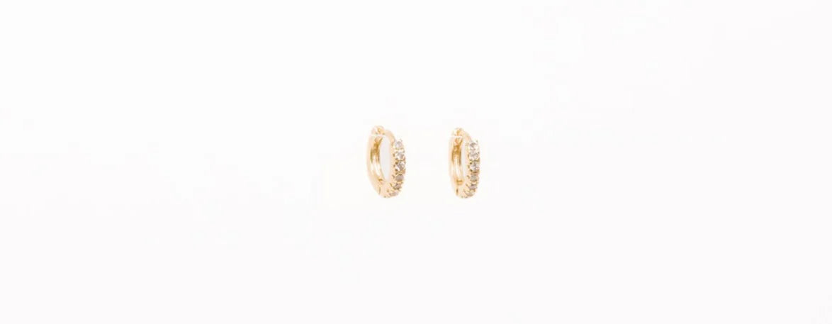 8mm CZ Diamond Huggie Hoops in Gold