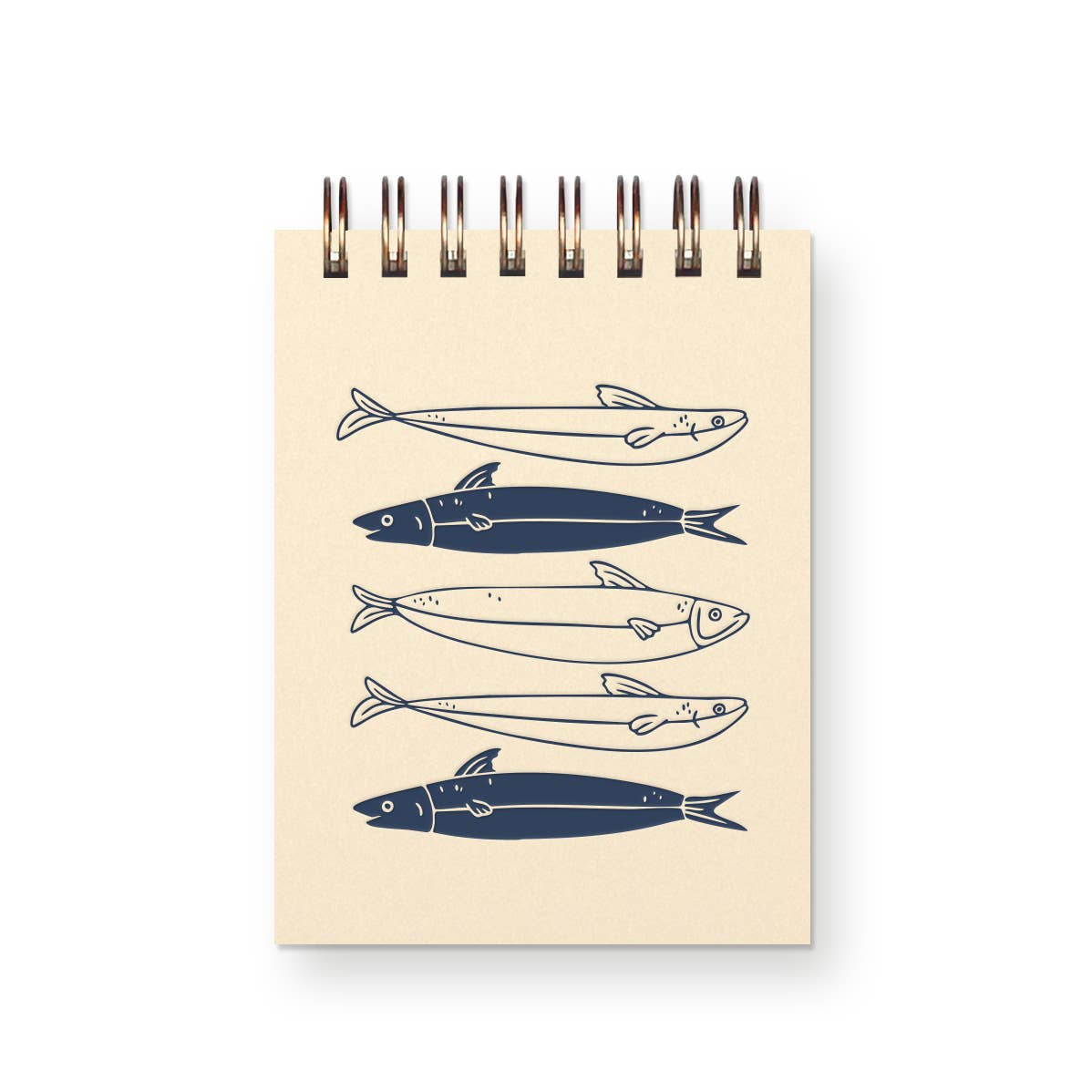 Notebook with fish illustrations on a beige background