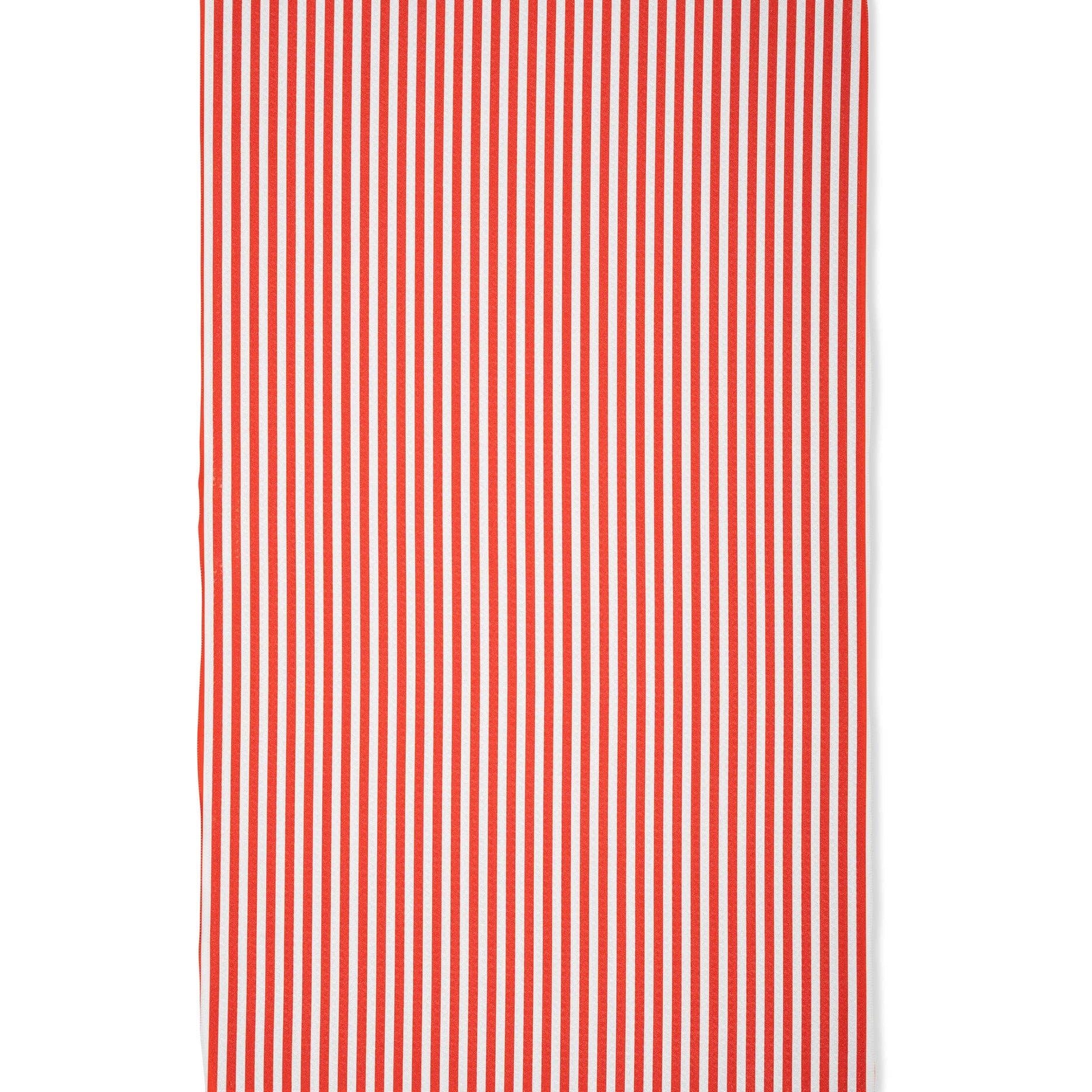 Red and white striped towel on a white background
