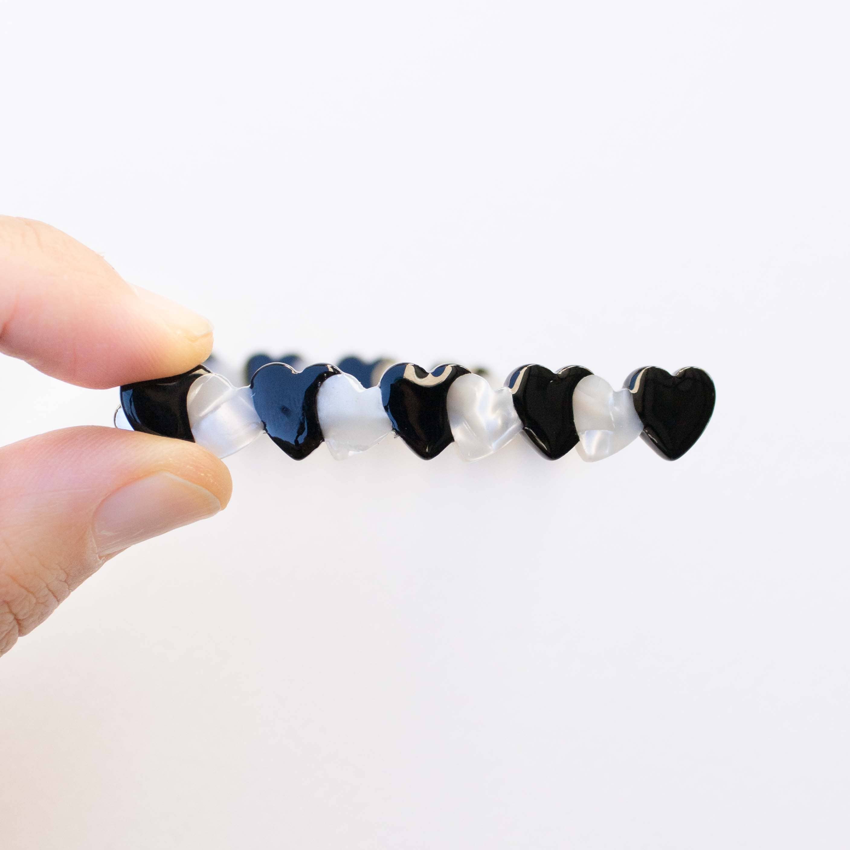 Candy Heart Hair Pin Set - Black & White