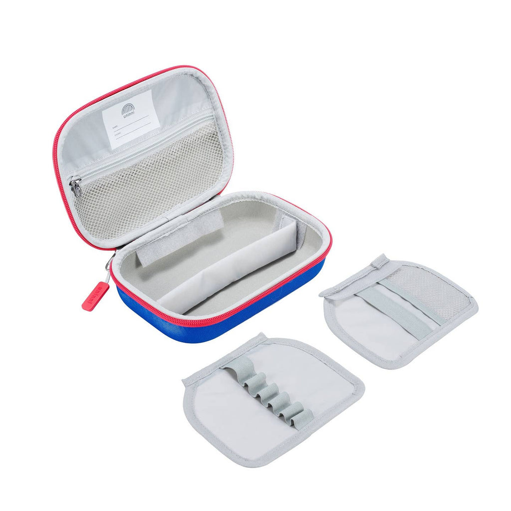 Keep your writing tools organized and stylish with the Arden Pencil Case in & Blue Color Block design. This quirky and playful case adds a touch of fun while holding all your pencils, pens, and markers in place.