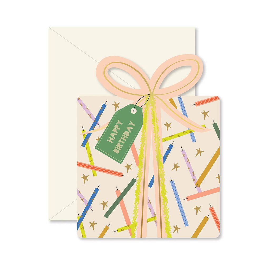 A fun and colorful die-cut folded greeting card and coordinating envelope to wish a very Happy Birthday!




4.25 x 5.5 inches when folded

Gold foil accents

Blank interior 
