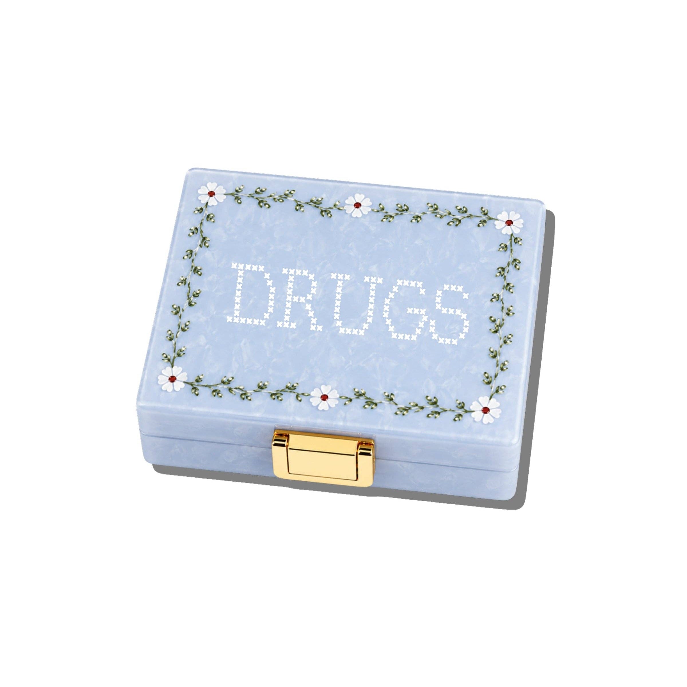 Hand-painted Drugs Cross-Stitch Daily Ritual Pill Case