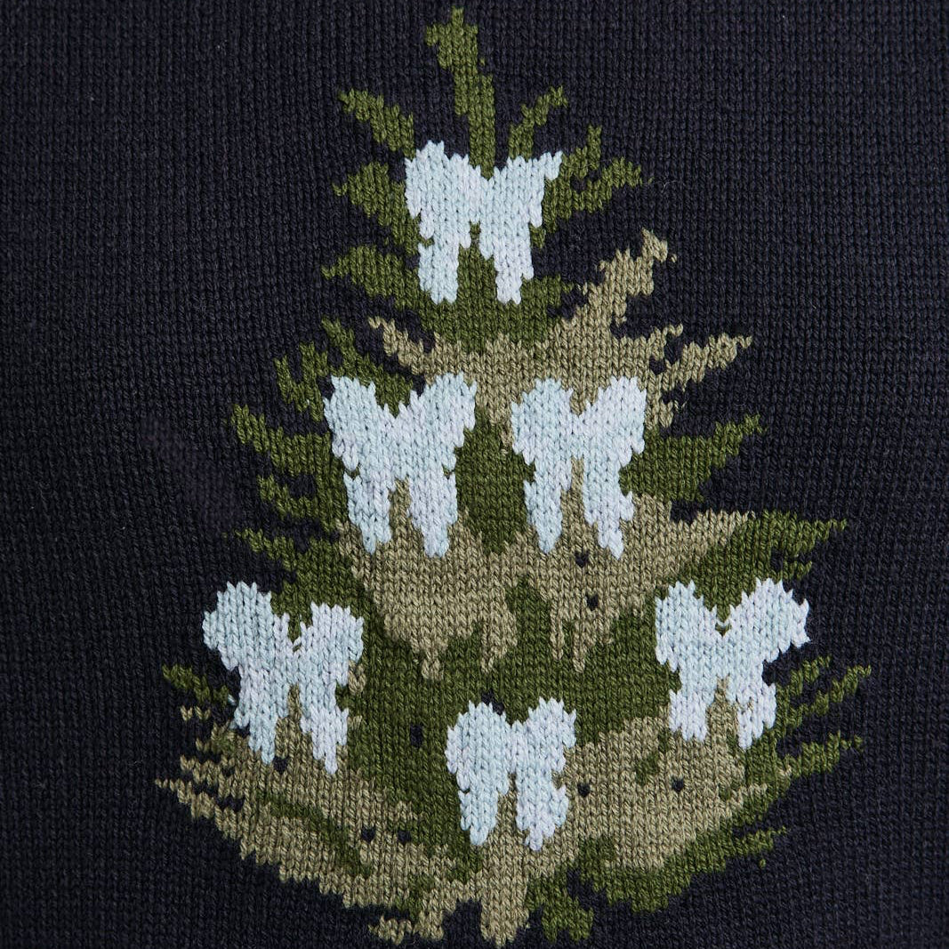Black Knit Christmas Tree Crew Neck Sweater