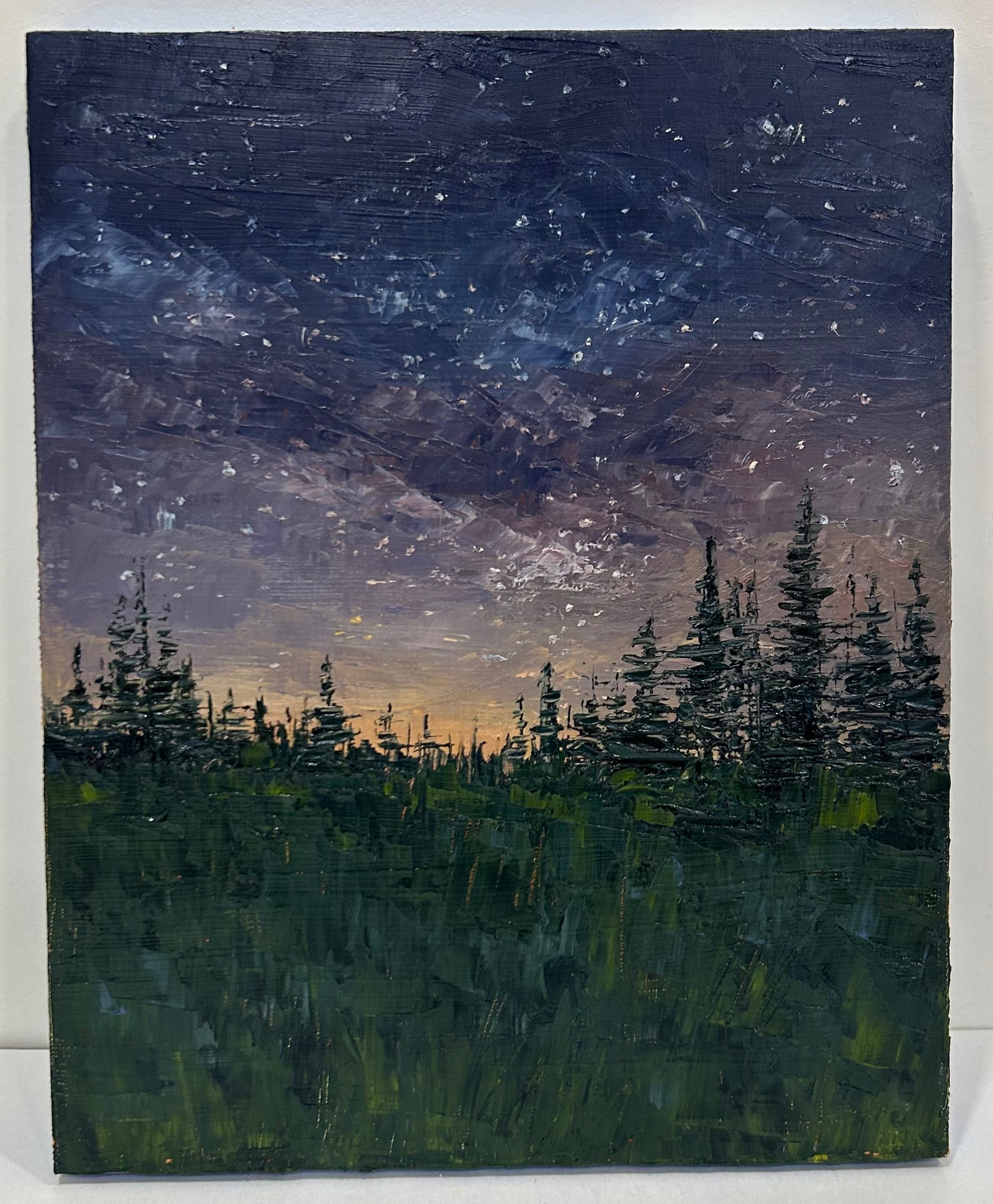 Night Sky and Pines - Original Painting - Road Trip Art Show