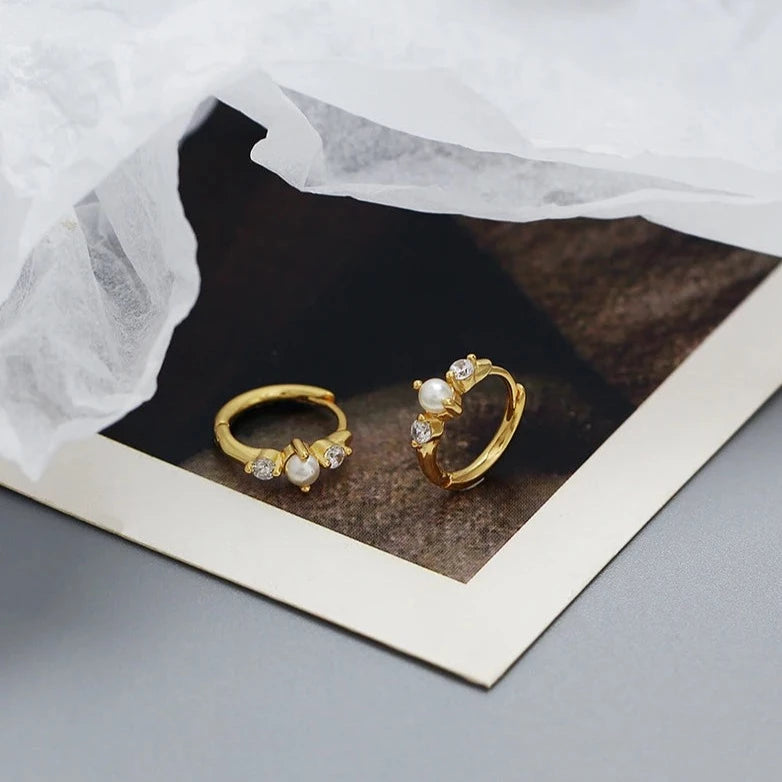 Alexandria Pearl & Diamond Hoops