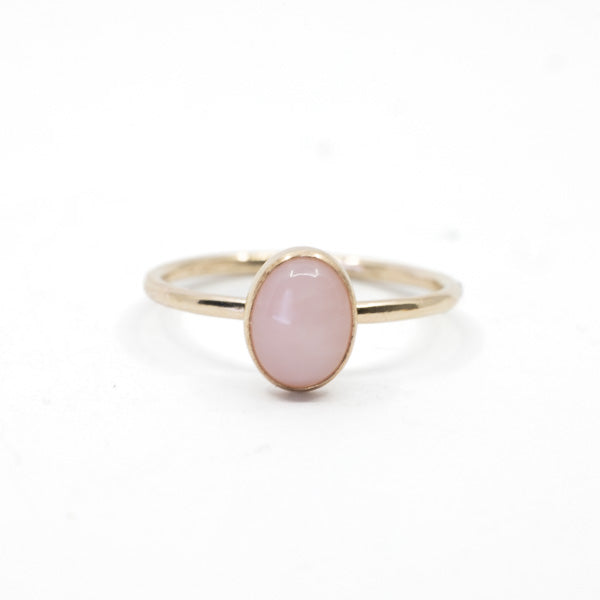 Pink Opal Oval Ring in Gold