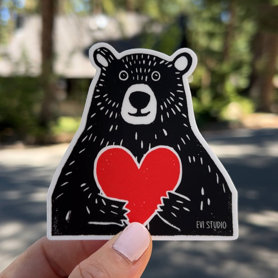Bear with Heart Sticker
