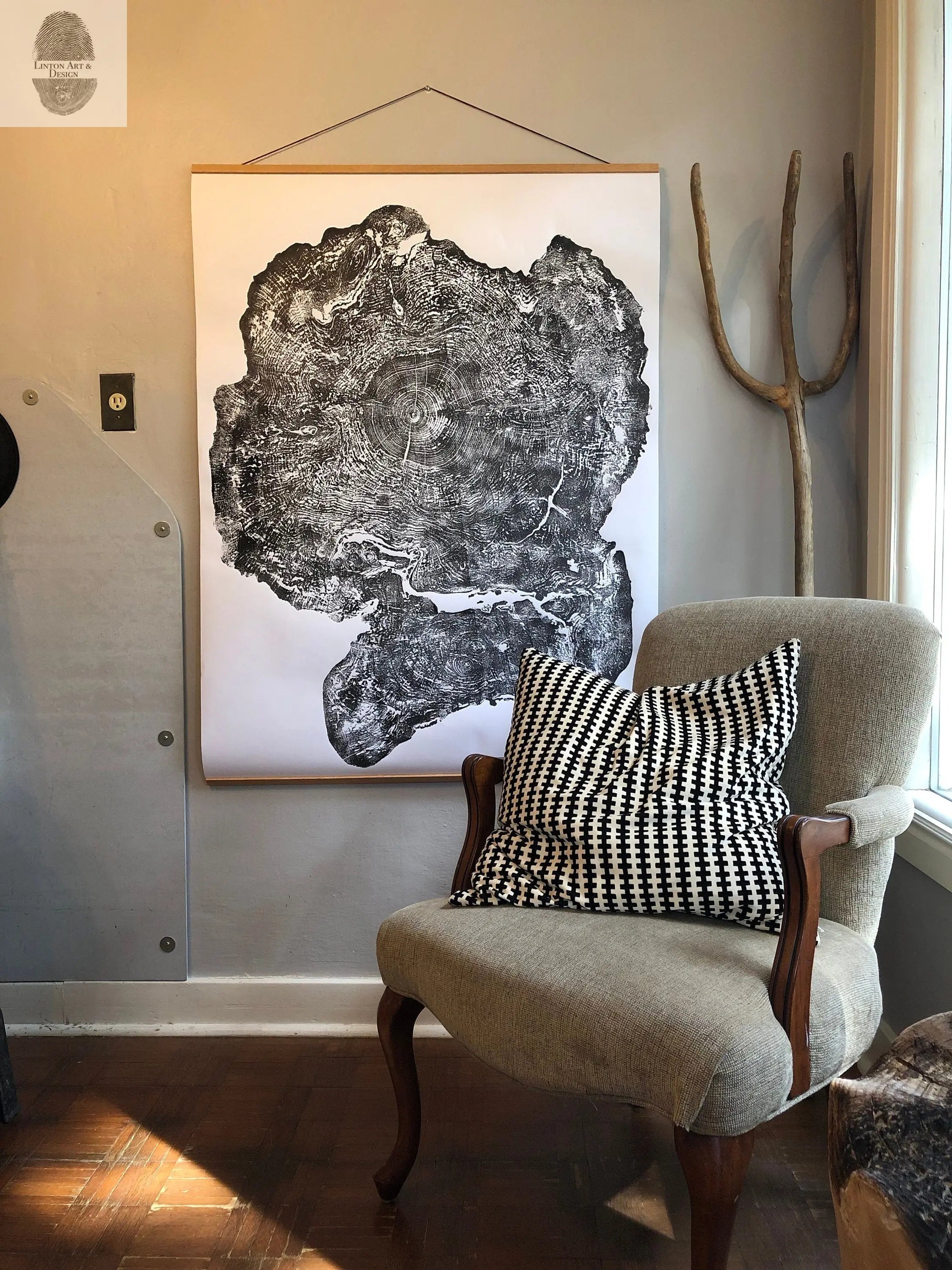 Big Leaf Maple, Tree ring print, Massachusetts art, Oversized tree ring Art, hand pressed tree rings, tree ring art print, Arborist art gift