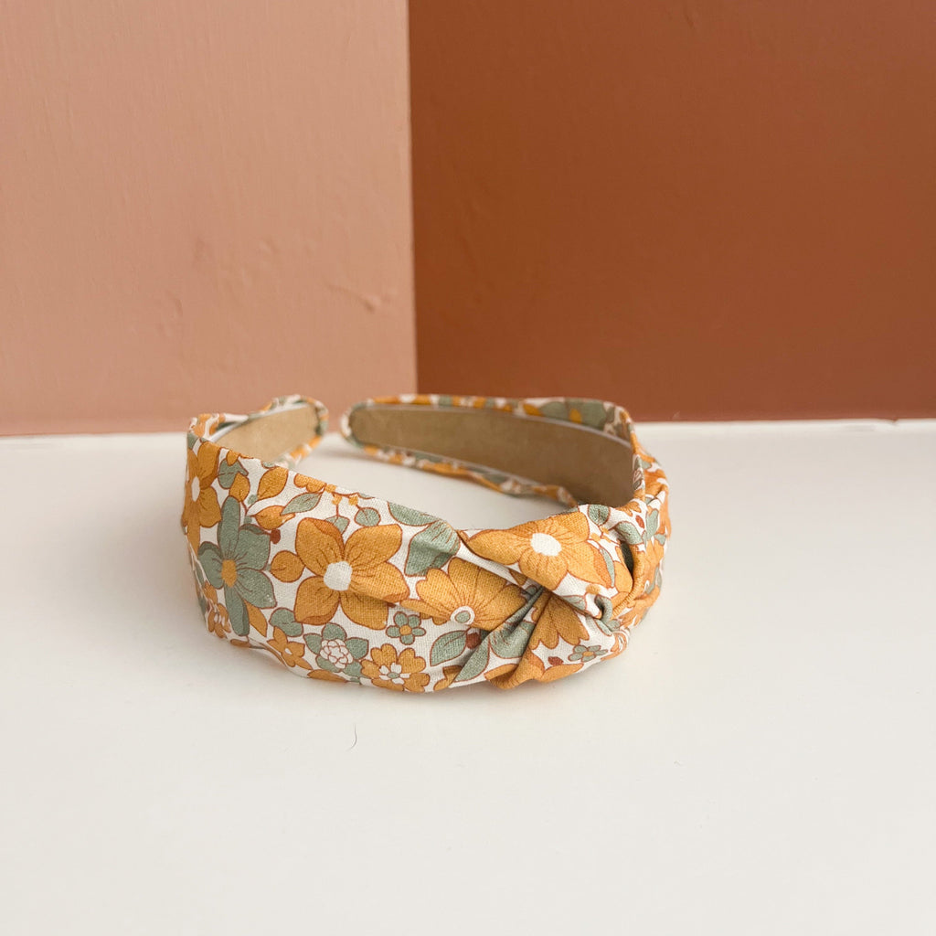 Blue Flowers Top Knot Headband