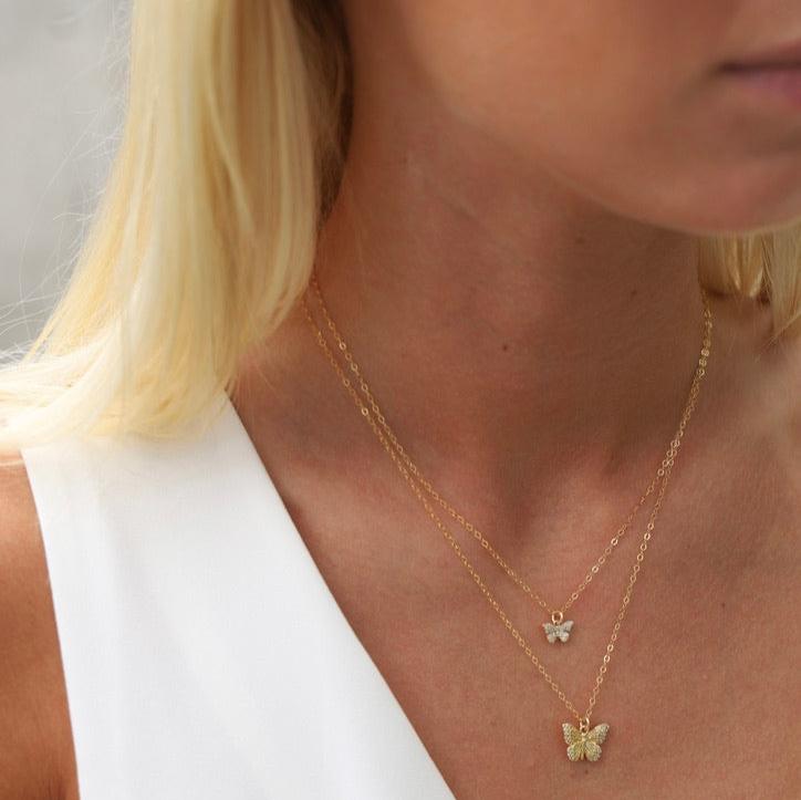 Delicate and sweet, this cubic zirconia butterfly necklace is as dainty as they come. Butterflies symbolize transformation and hope