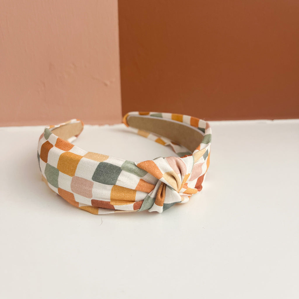 Colorful Checkered Top Knot Headband