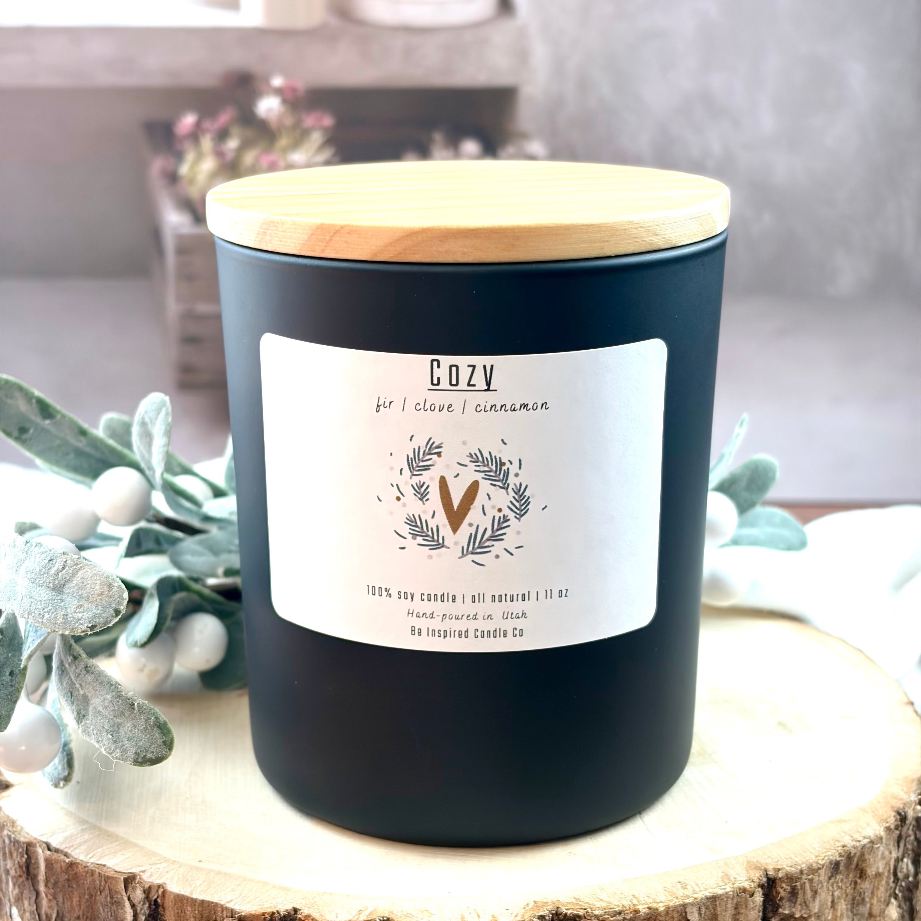 large black ceramic candle.