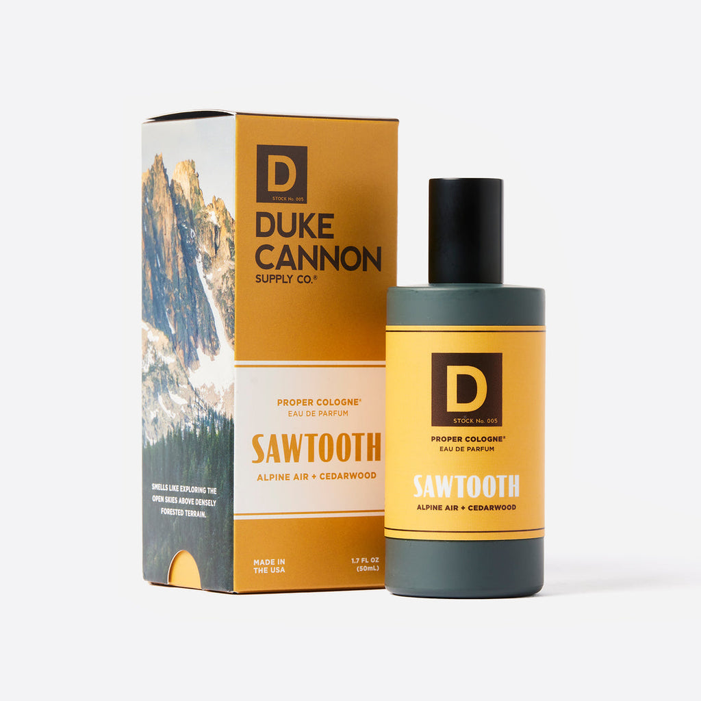 Sawtooth smells like exploring the open skies above densely forested terrain, with a woodsy blend of alpine air and cedarwood Cologne.
