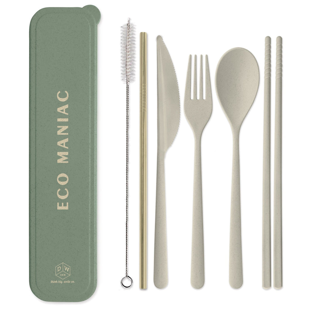 Plastic flatware and straws are for the environment, so we decided to make these re-usable sets, and put them in an eco storage case made of wheat straw. You'll be saving the planet one plastic fork at a time!