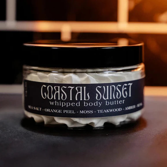 2 oz glass jar of coastal sunset whipped body butter