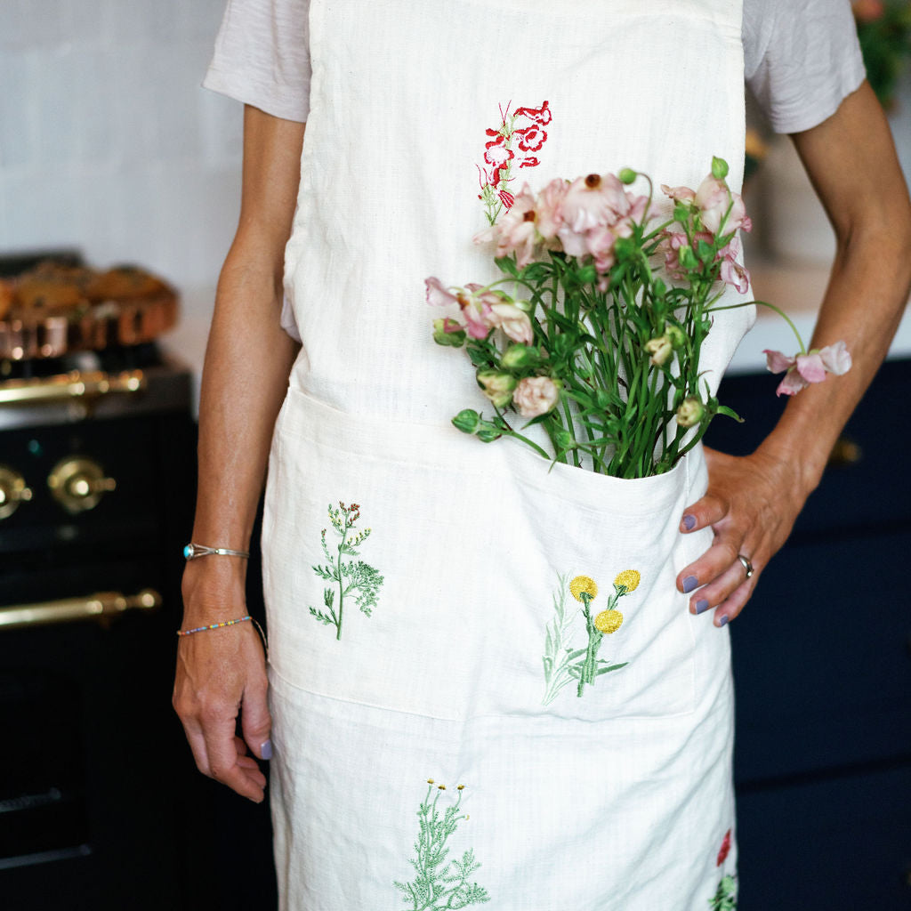 Botanical Embroidered Apron