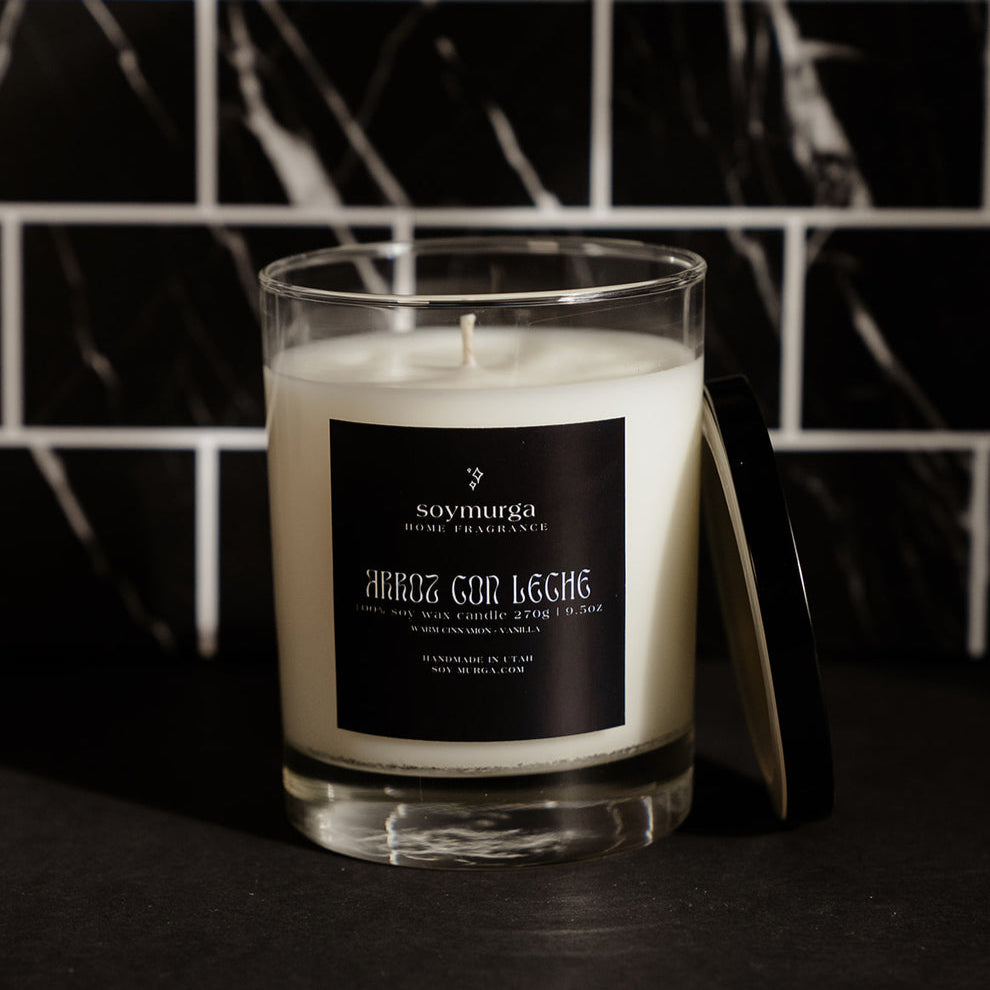 9.5 oz glass jar candle of Arroz Con Leche