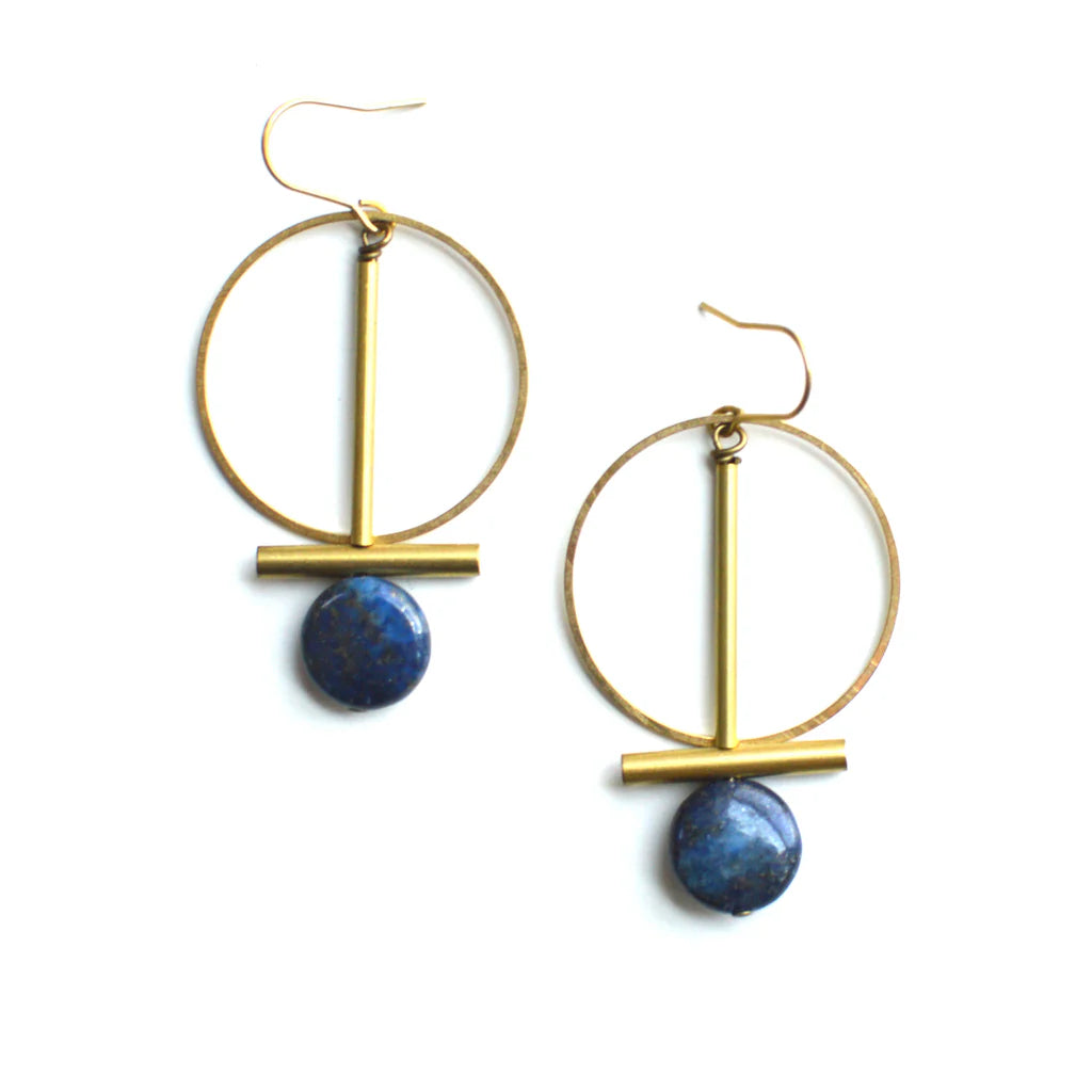 Brass and blue shelton earrings