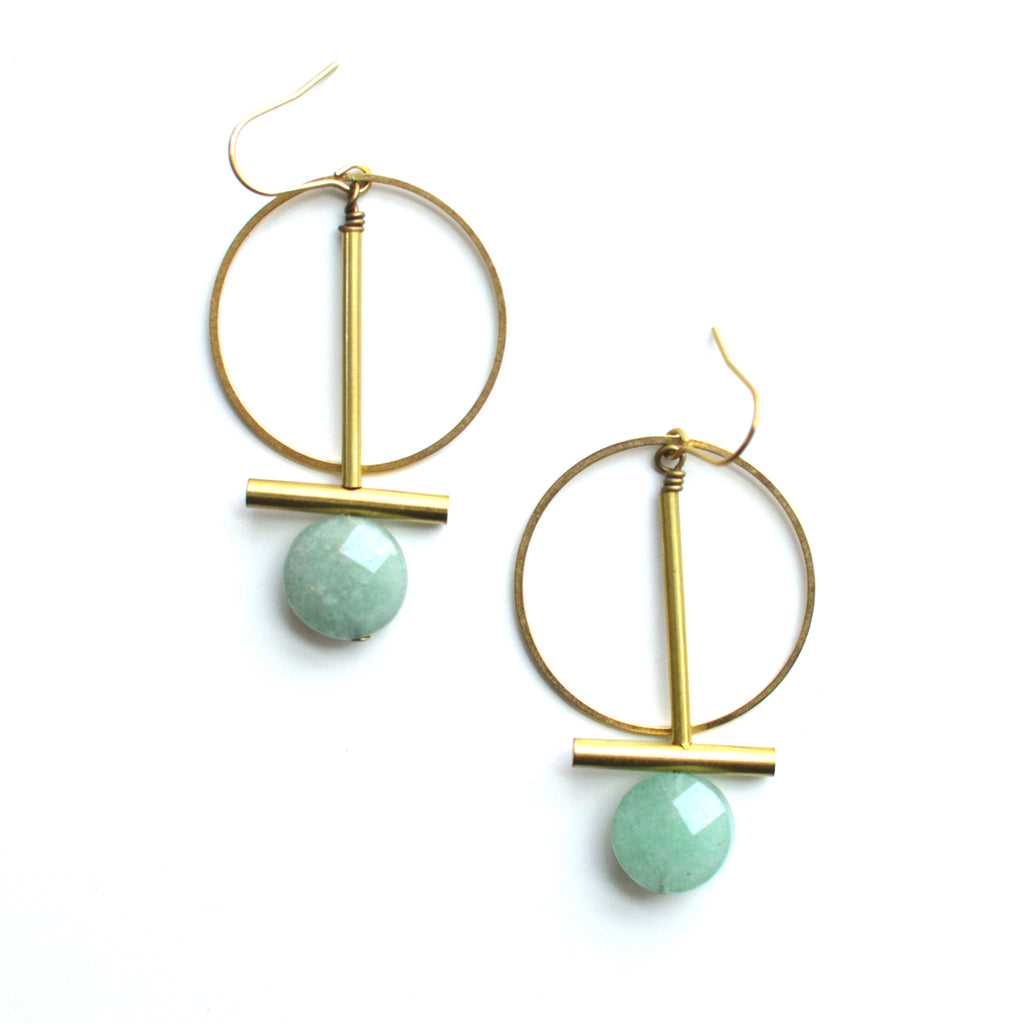 Brass and green shelton earrings
