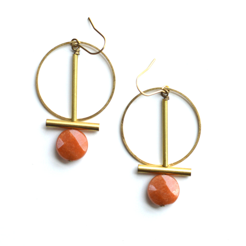 brass and red shelton earrings